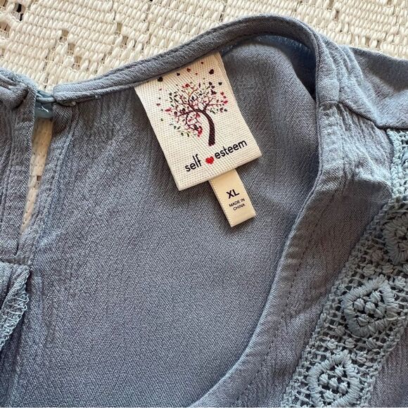 Self Esteem sage Green crochet Trimmed Top w/ cute bow behind women's XL - Picture 10 of 11